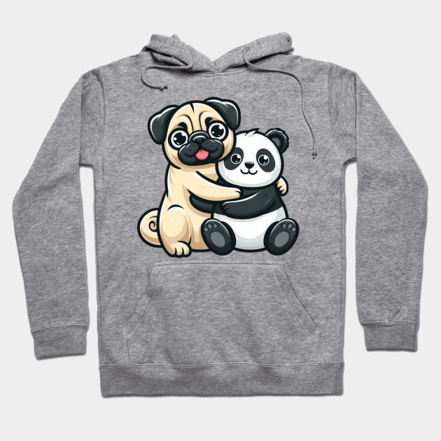 Pug and Panda are Animal Pals Hoodie by Shawn's Domain